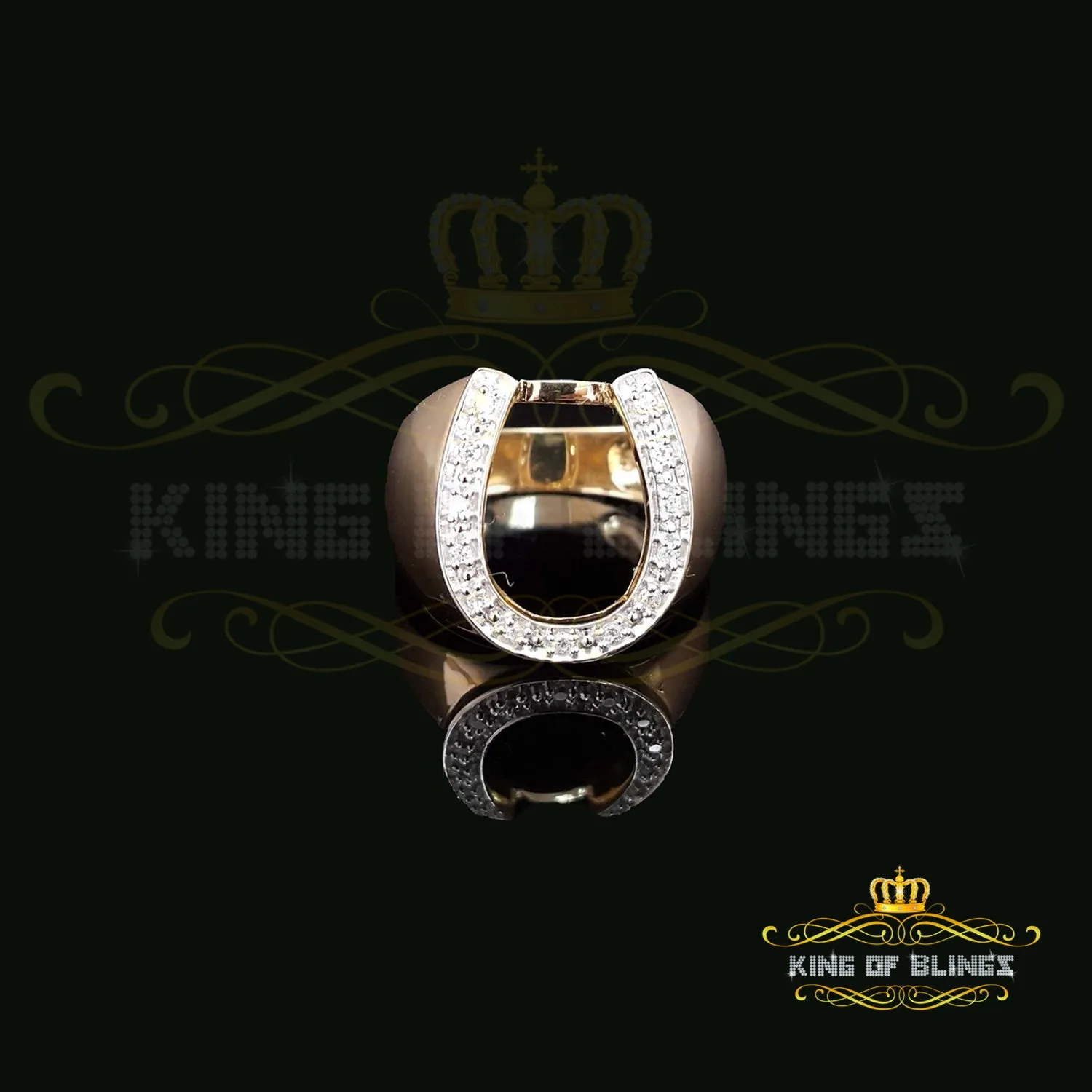 King Of Bling's 925 Sterling Yellow Silver Cubic Zirconia 0.26ct Horsehoe Womens Ring Size 7