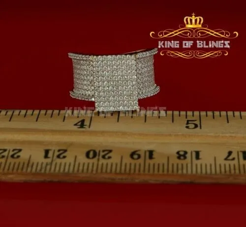 King Of Bling's 925 Sterling Yellow Silver Rectangle Cubic Zirconia 3.45ct Womens Ring Size 7