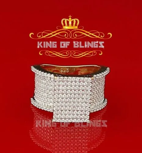 King Of Bling's 925 Sterling Yellow Silver Rectangle Cubic Zirconia 3.45ct Womens Ring Size 7