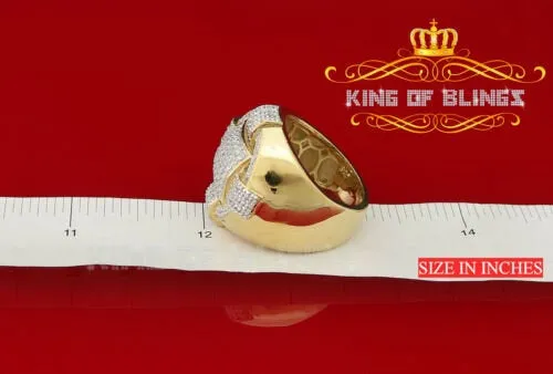 King Of Bling's 925 Sterling Yellow Silver Square 3.80ct Cubic Zirconia Womens Ring Size 10