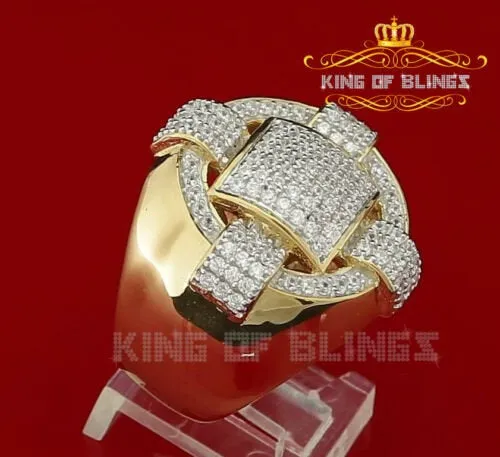 King Of Bling's 925 Sterling Yellow Silver Square 3.80ct Cubic Zirconia Womens Ring Size 10