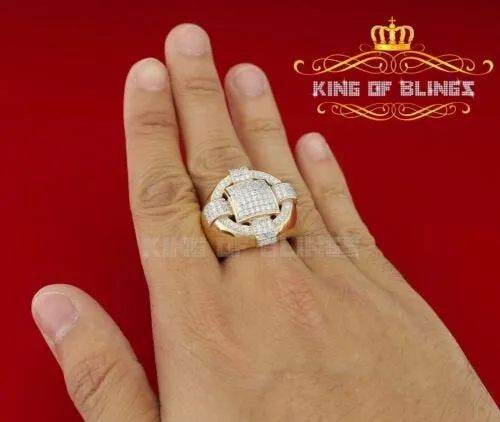 King Of Bling's 925 Sterling Yellow Silver Square 3.80ct Cubic Zirconia Womens Ring Size 10
