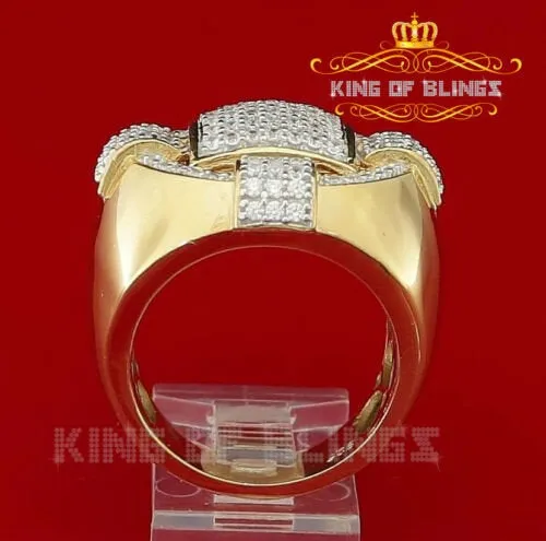 King Of Bling's 925 Sterling Yellow Silver Square 3.80ct Cubic Zirconia Womens Ring Size 10