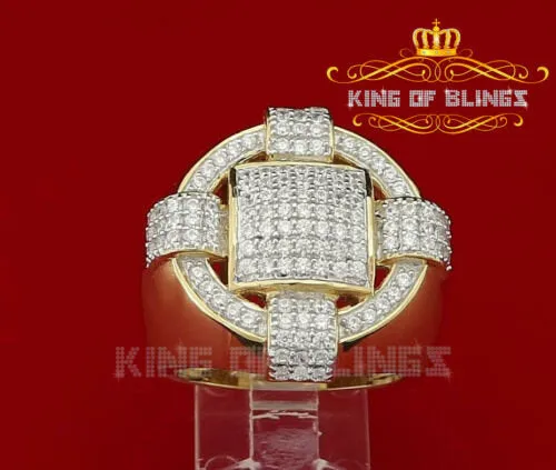 King Of Bling's 925 Sterling Yellow Silver Square 3.80ct Cubic Zirconia Womens Ring Size 10