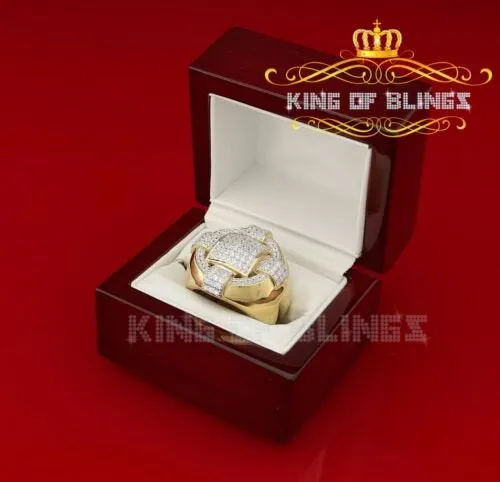 King Of Bling's 925 Sterling Yellow Silver Square 3.80ct Cubic Zirconia Womens Ring Size 10