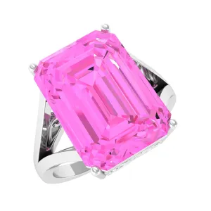 Lab Grown Pink Sapphire Solitaire Split Shank Ring