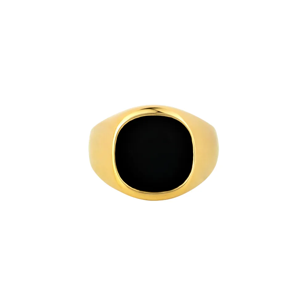 Large Black Onyx Signet Ring - Silver