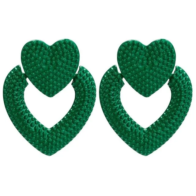 Large Designer Acrylic Heart Earrings