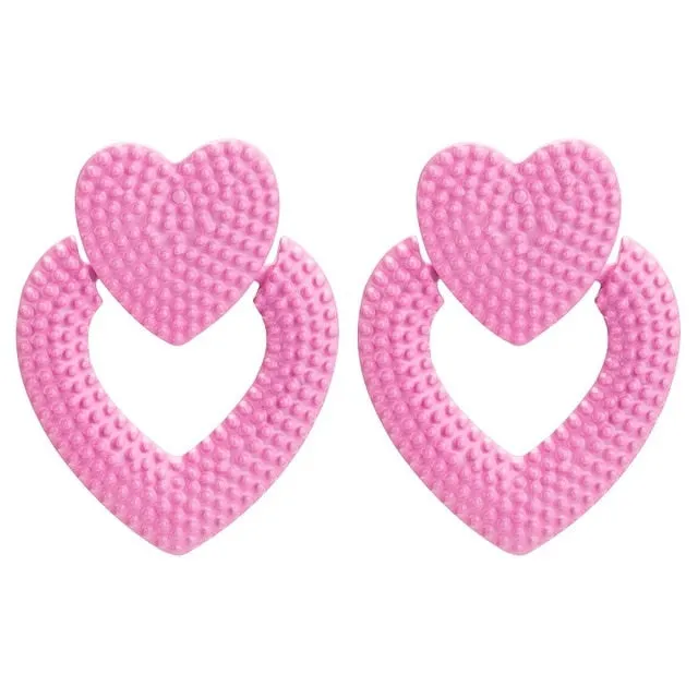 Large Designer Acrylic Heart Earrings
