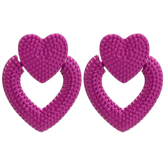 Large Designer Acrylic Heart Earrings