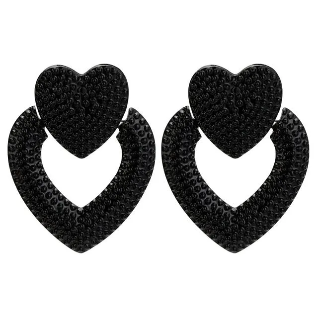 Large Designer Acrylic Heart Earrings