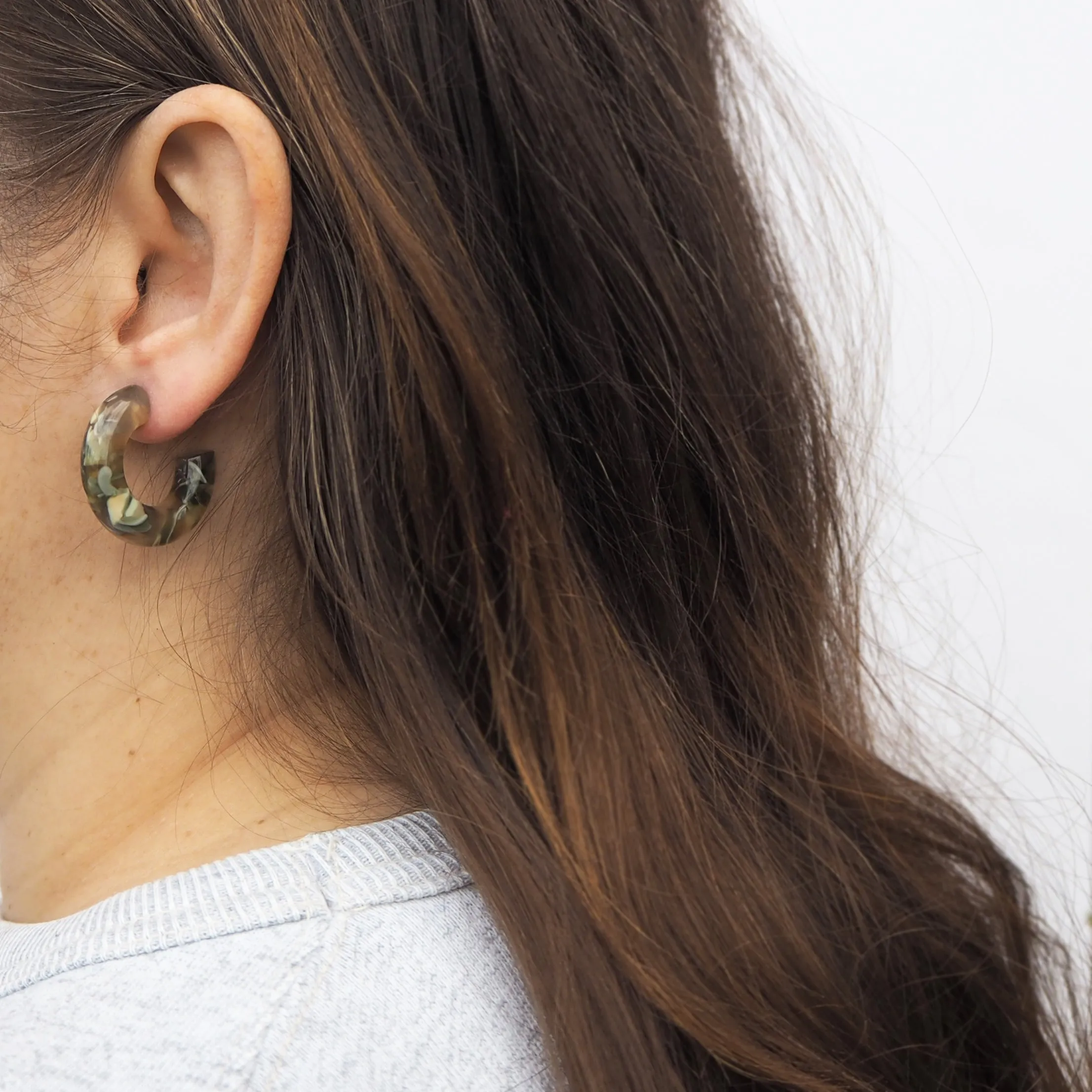 Laurel Round Hoop Earrings - Camouflage