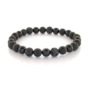 Lava Stone and Black Onyx Men's Beaded Bracelet