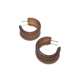 Leetie Lovendale - Mahogany Brown Frosted Wide Classic Hoop Earrings