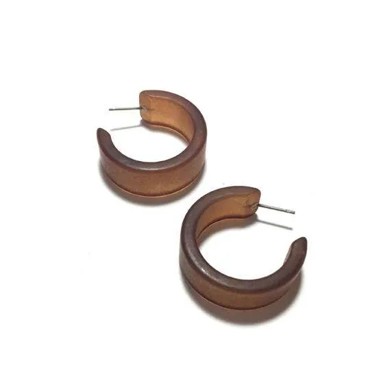 Leetie Lovendale - Mahogany Brown Frosted Wide Classic Hoop Earrings