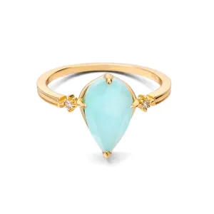 LOLO Vintage Natural Amazonite Crystal Ring For Women Gemstone Rings 925 Sterling Silver K Gold Plated Blue Stone Ring (Amazonite is valued as Gemstone the name is derived from the amazon river)