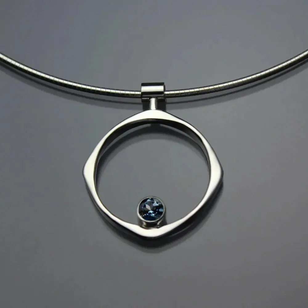 London Blue Topaz Pendant Necklace PEN070LTZ Sterling Silver by John Tzelepis Jewelry