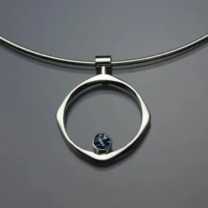 London Blue Topaz Pendant Necklace PEN070LTZ Sterling Silver by John Tzelepis Jewelry