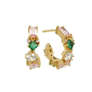 Lottie Cluster Hoop Flamingo CZ and Gold