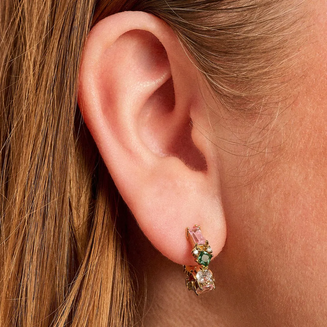 Lottie Cluster Hoop Flamingo CZ and Gold