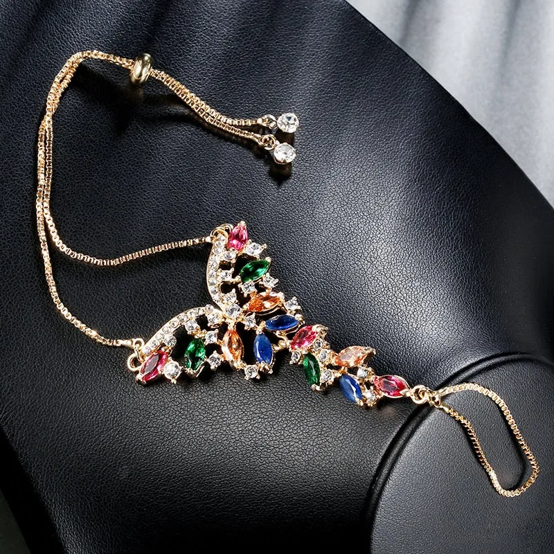 Luxury Fashion Gold Plating Colorful Zircon Bracelet For Women