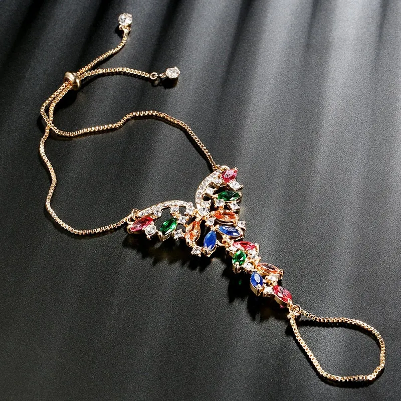 Luxury Fashion Gold Plating Colorful Zircon Bracelet For Women