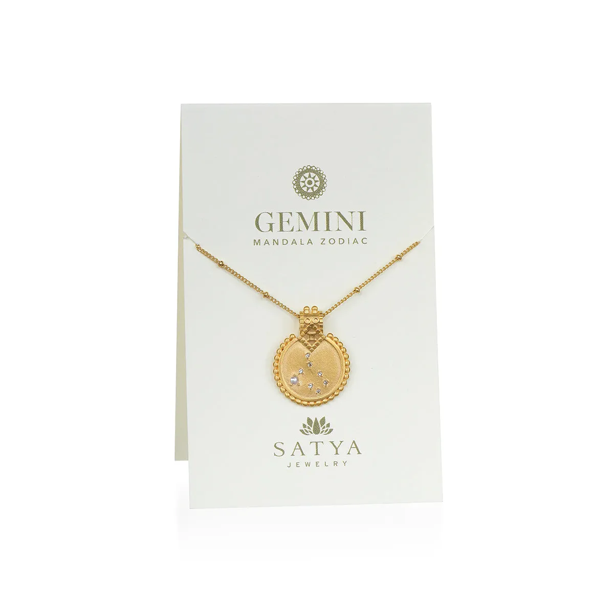Mandala Zodiac Gemini Pearl Necklace