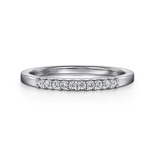 Manila - 14K White Gold 11 Stone Shared Prong Diamond Wedding Band