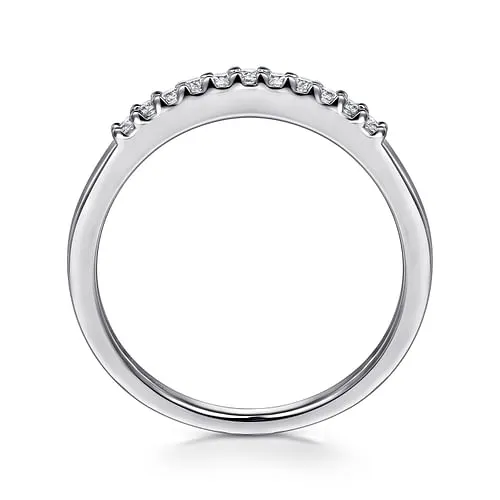 Manila - 14K White Gold 11 Stone Shared Prong Diamond Wedding Band