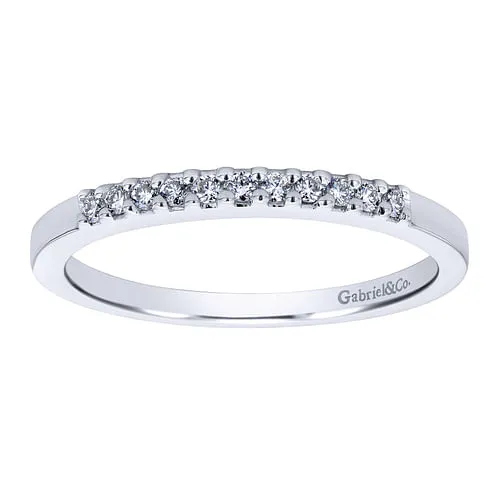 Manila - 14K White Gold 11 Stone Shared Prong Diamond Wedding Band