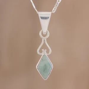 Marvelous Apple Green Diamond Diamond-Shaped Apple Green Jade Pendant Necklace Guatemala