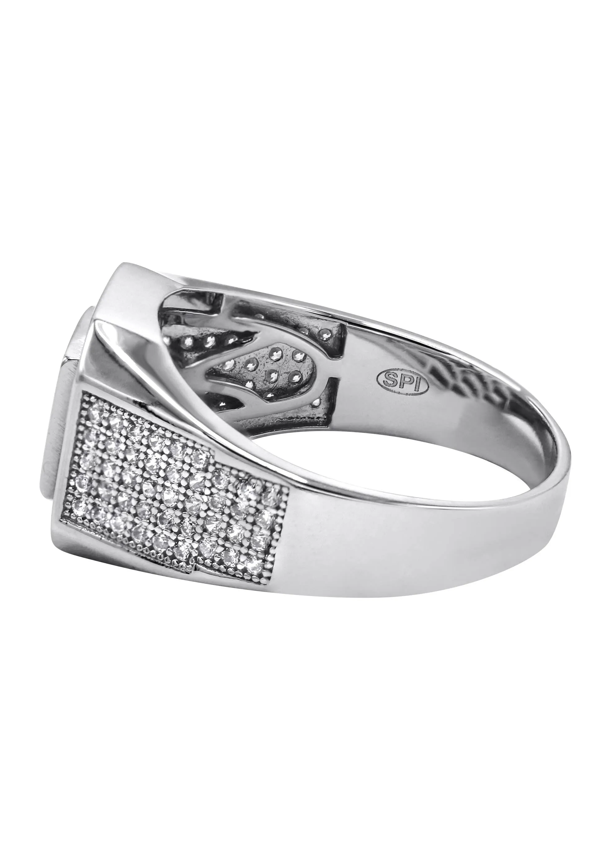 Mens Silver CZ  Baguette Signet Ring | Appx 5.5 Grams