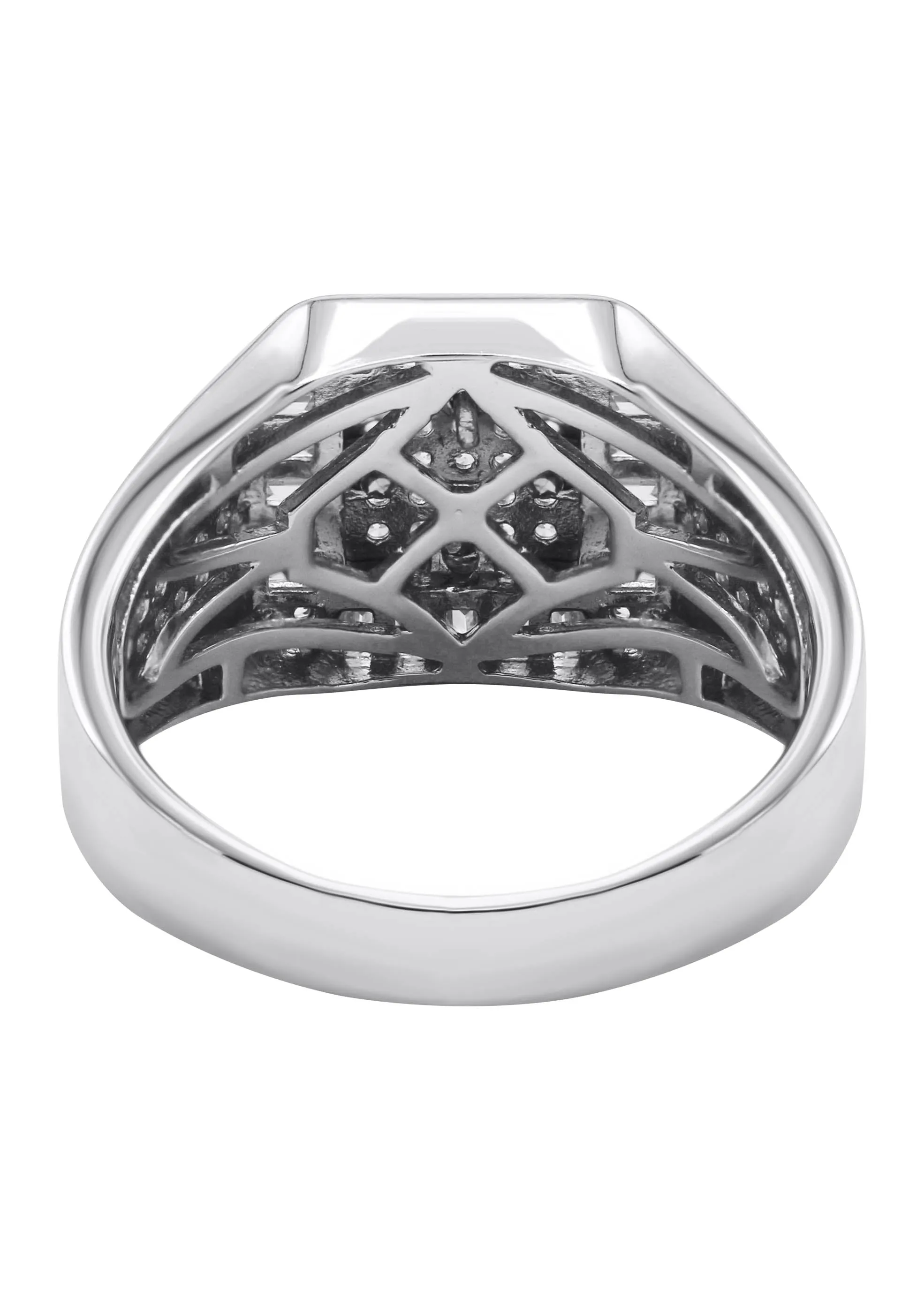 Mens Silver CZ  Baguette Signet Ring | Appx 5.5 Grams