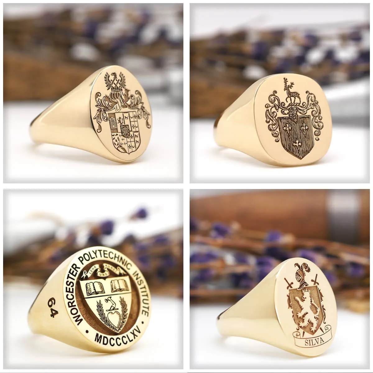 Men's Square Signet Ring - Extra Large - Laser Engraved Family Crest / Logo