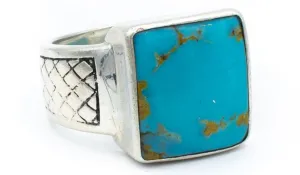 Men's Sterling Silver Turquoise Gemstone Signet Ring