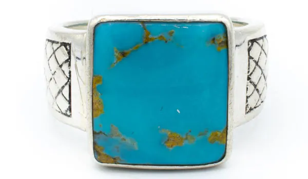 Men's Sterling Silver Turquoise Gemstone Signet Ring