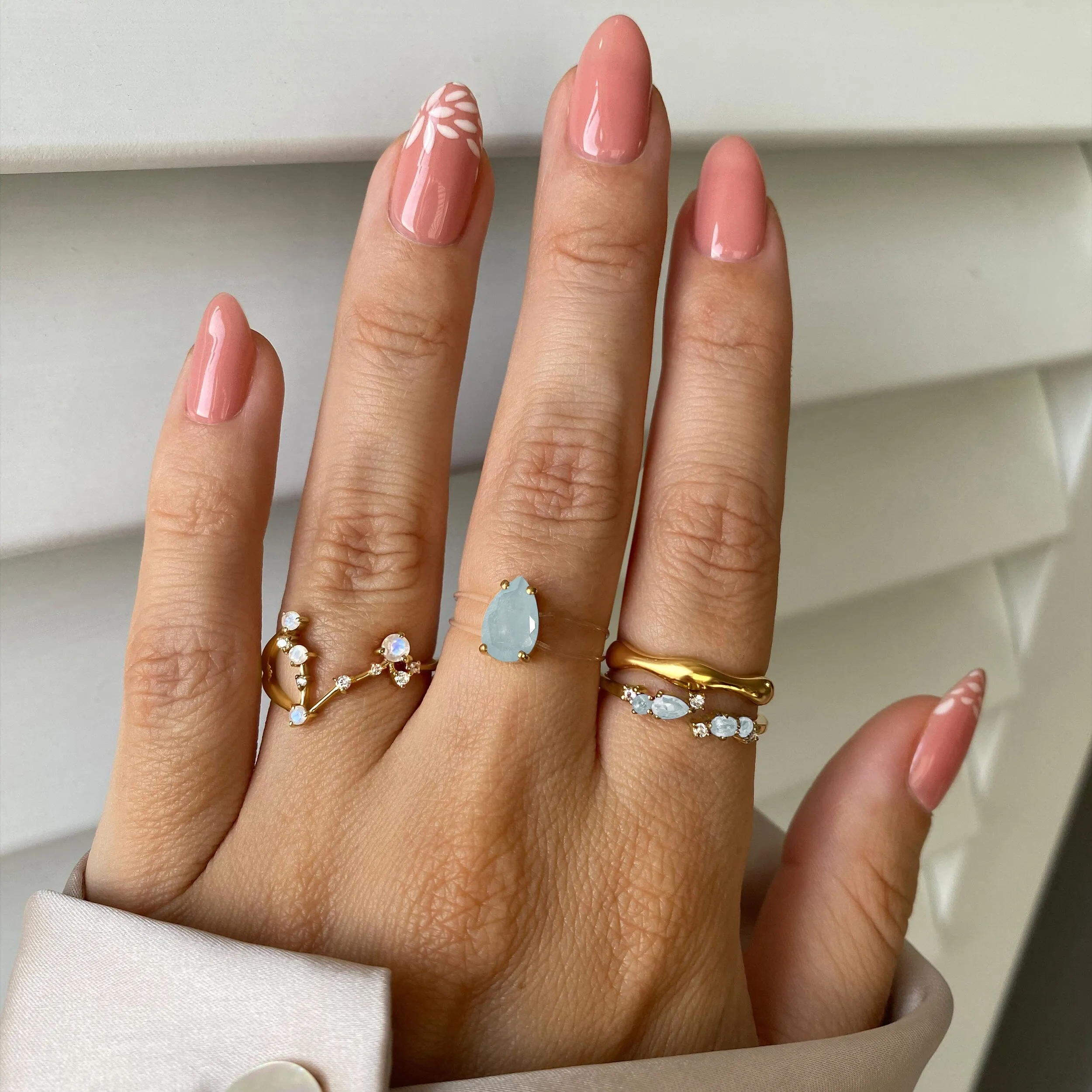 Moonstone Ring - Pisces Zodiac Constellation
