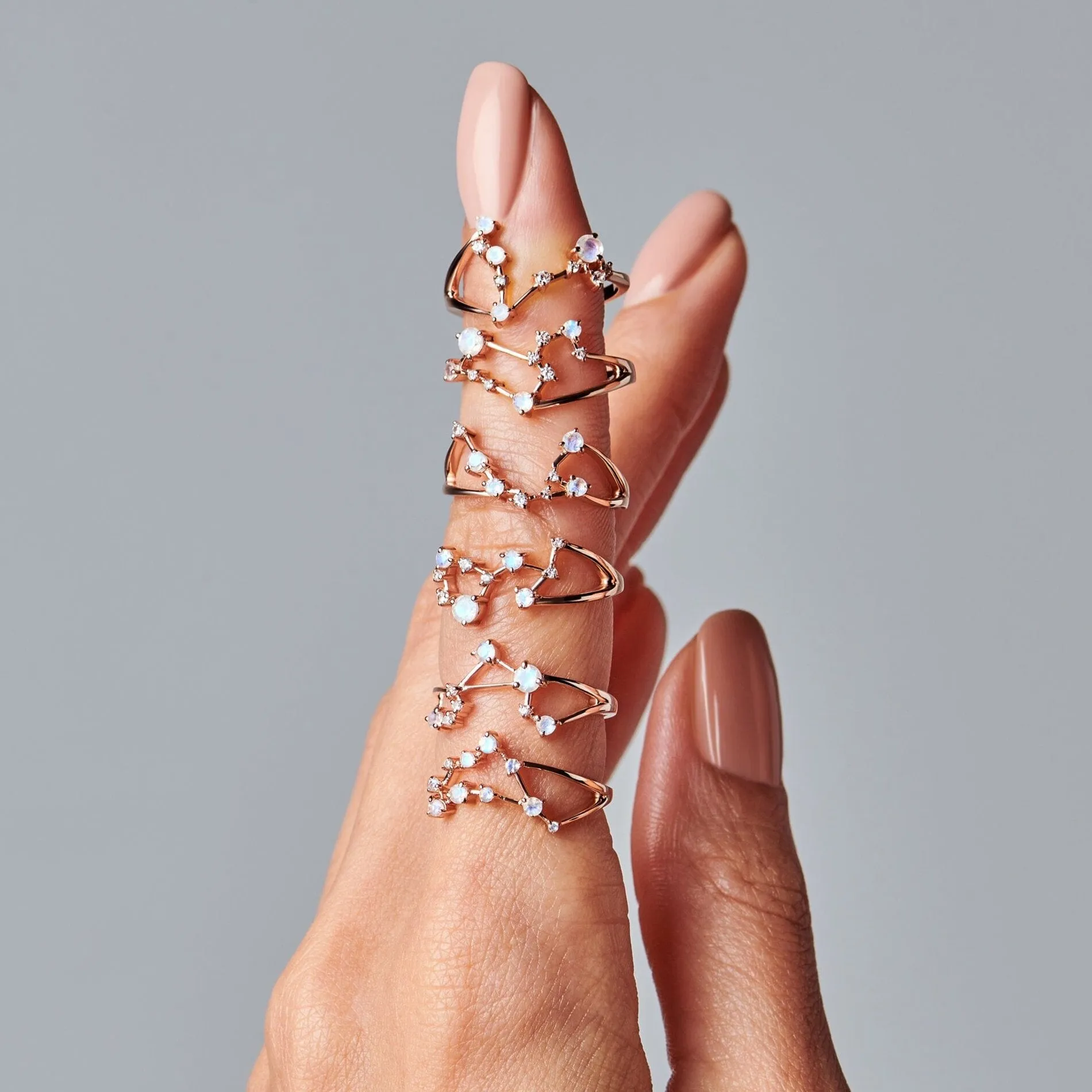 Moonstone Ring - Pisces Zodiac Constellation