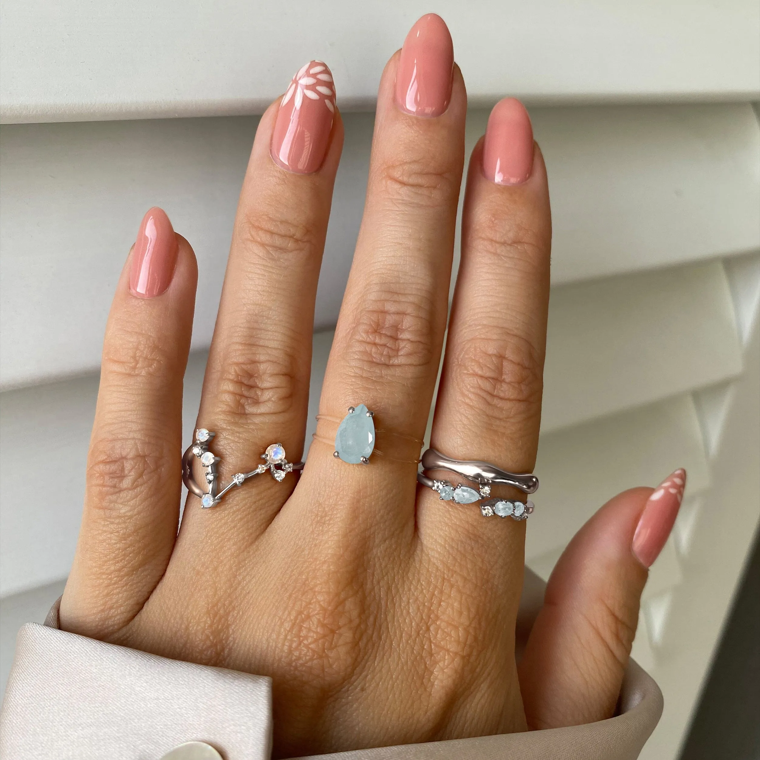 Moonstone Ring - Pisces Zodiac Constellation