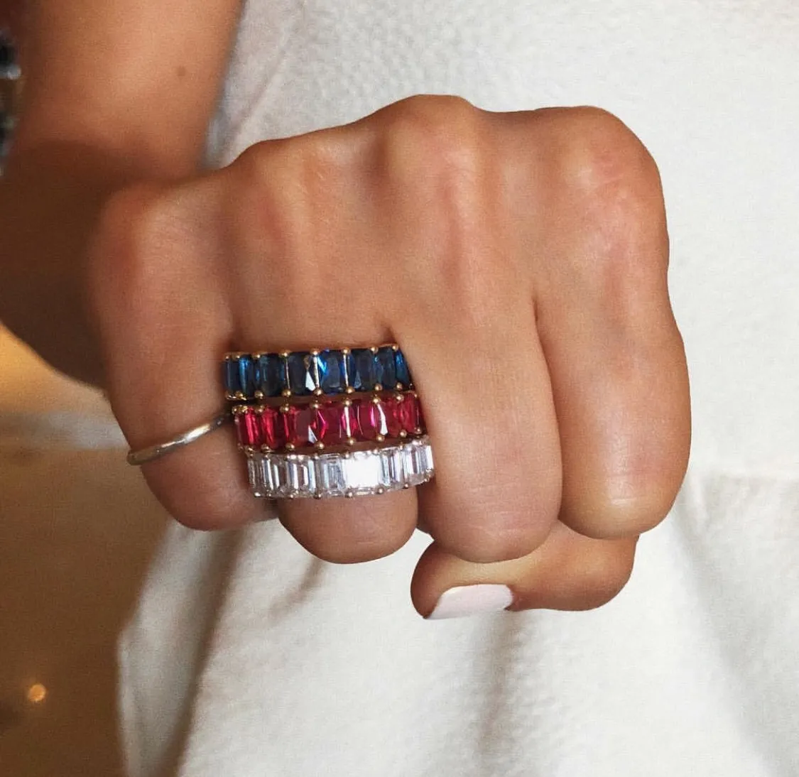 Multi Color Baguette Ring
