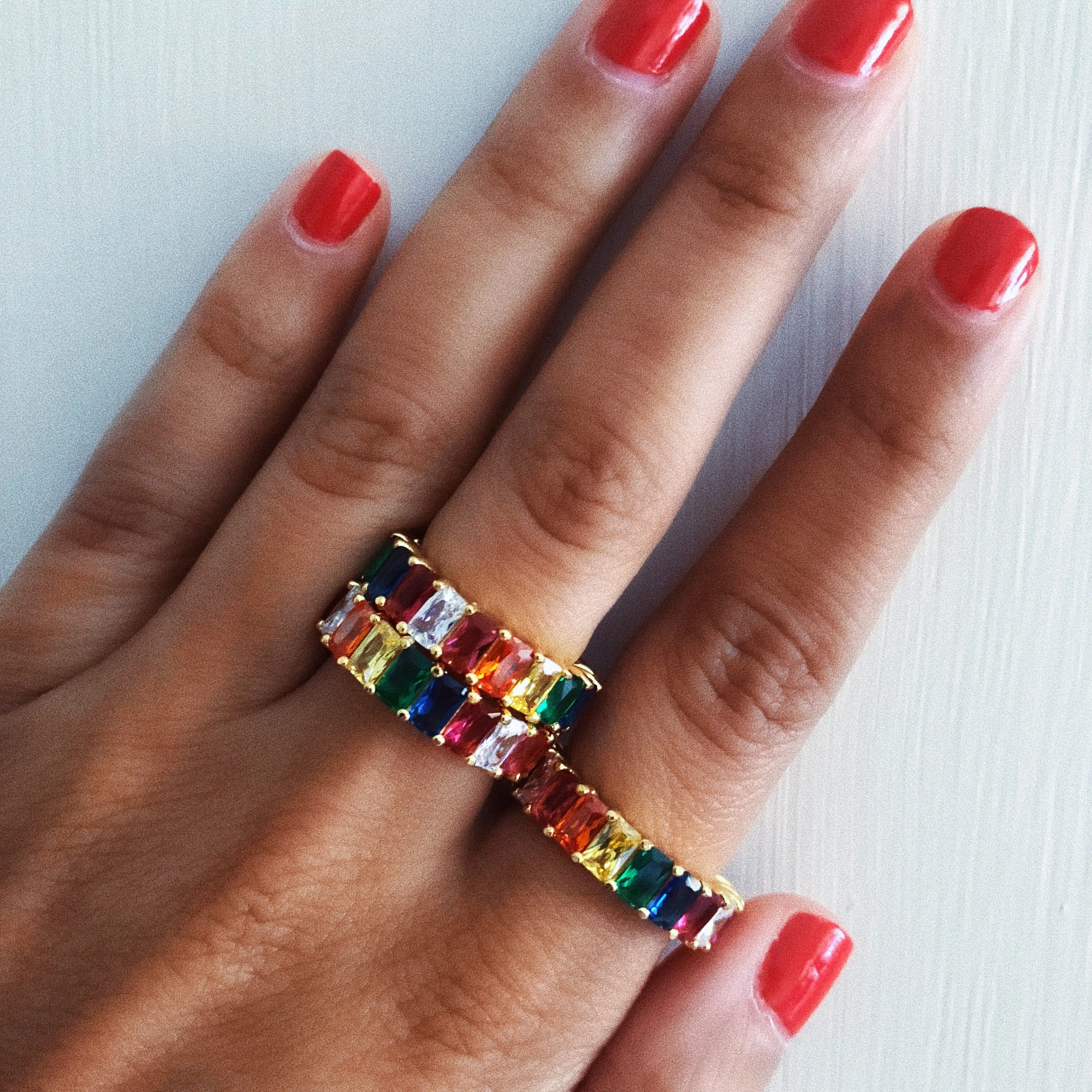 Multi Color Baguette Ring