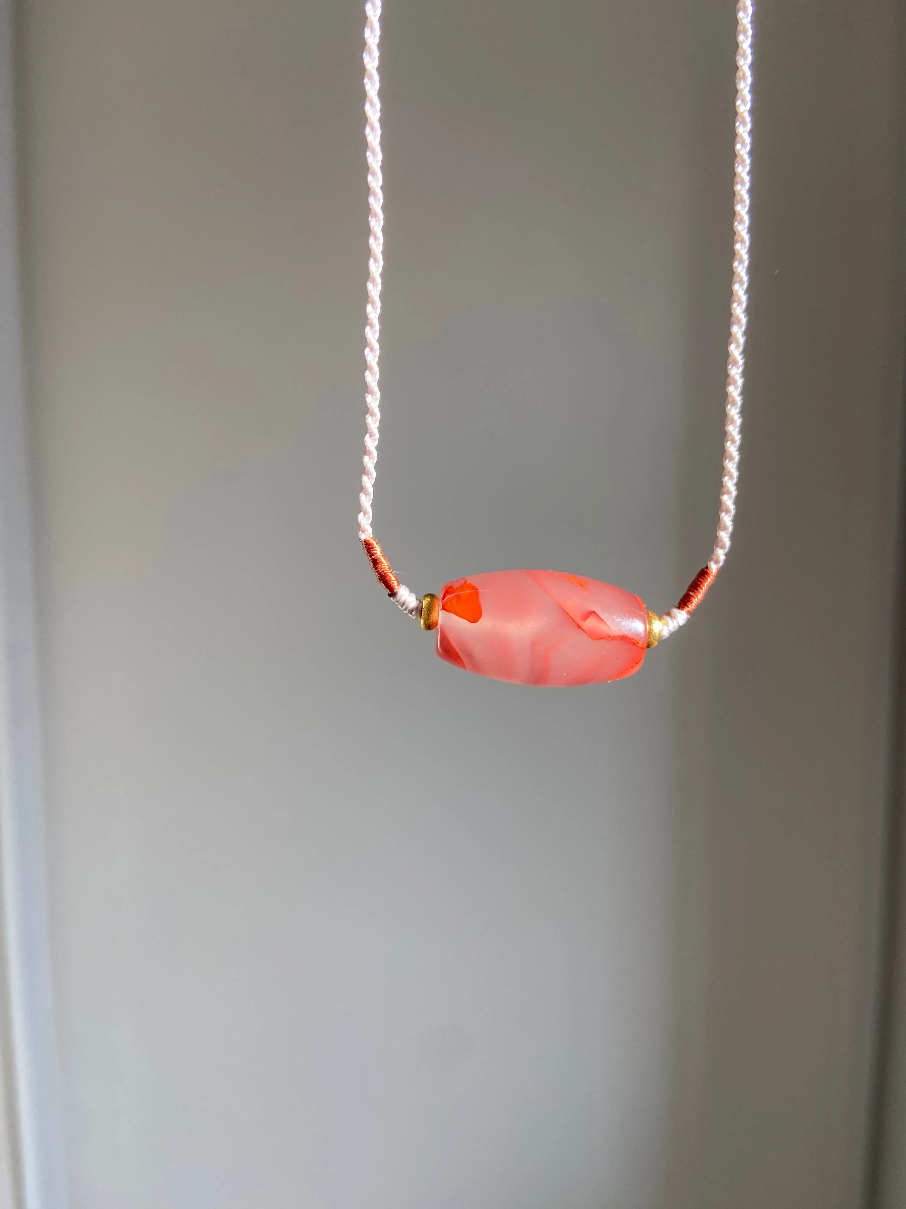 Nanhong Carnelian Pendant Necklace with Turquoise, Lucky Beads