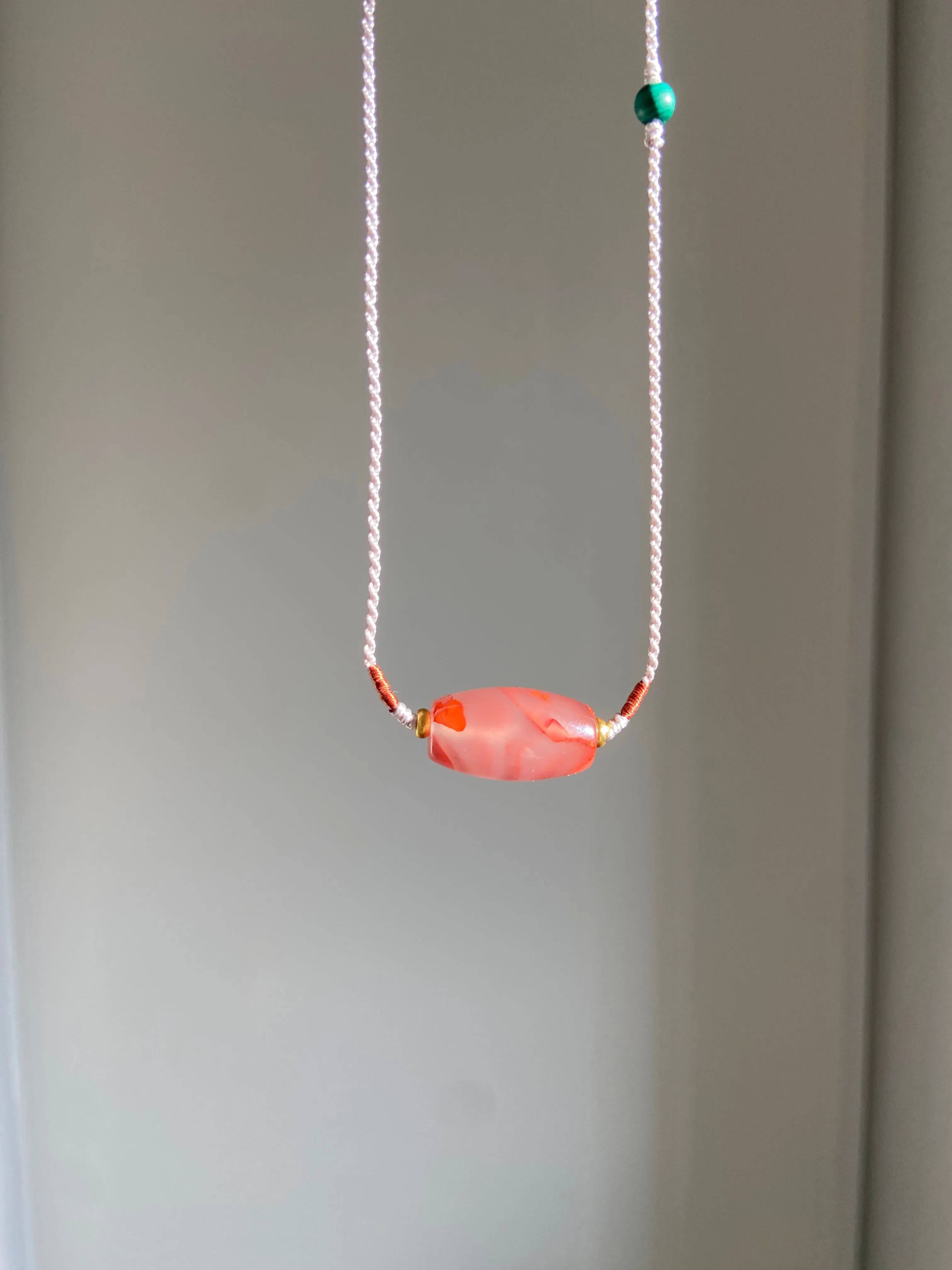 Nanhong Carnelian Pendant Necklace with Turquoise, Lucky Beads