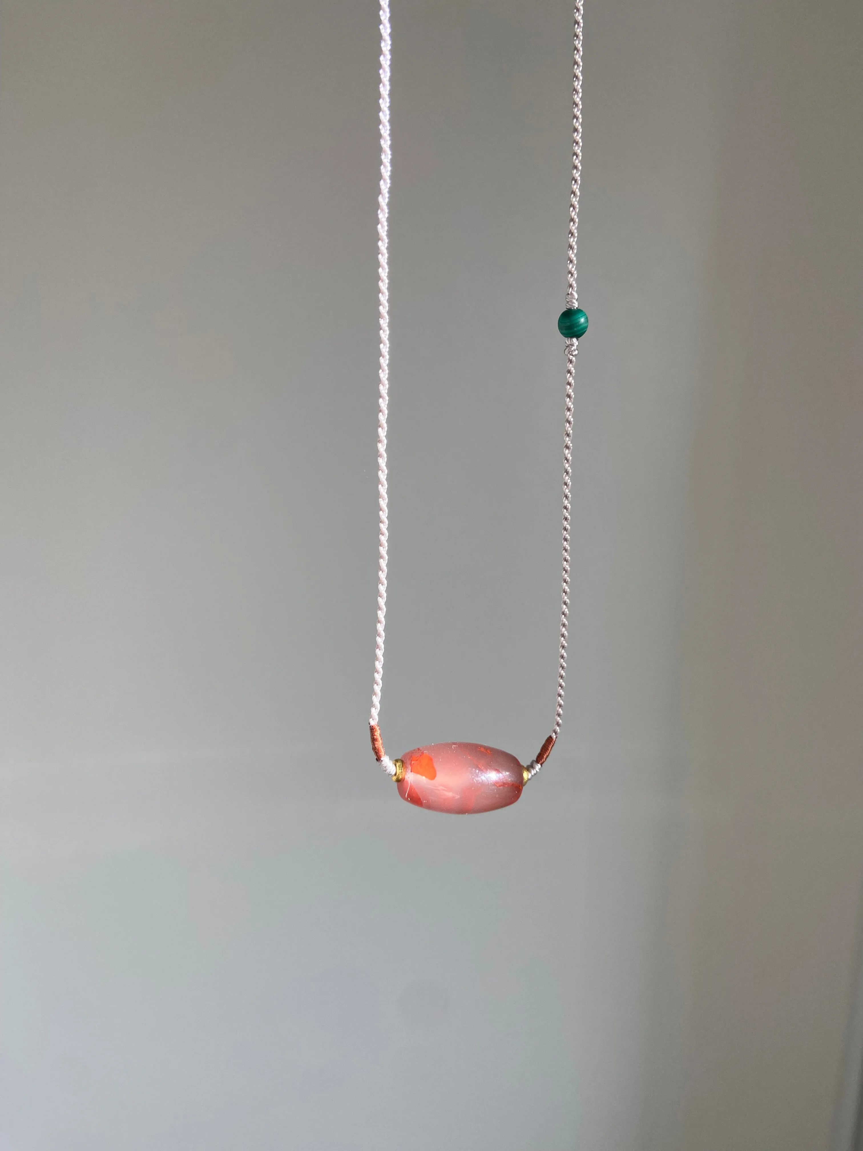 Nanhong Carnelian Pendant Necklace with Turquoise, Lucky Beads