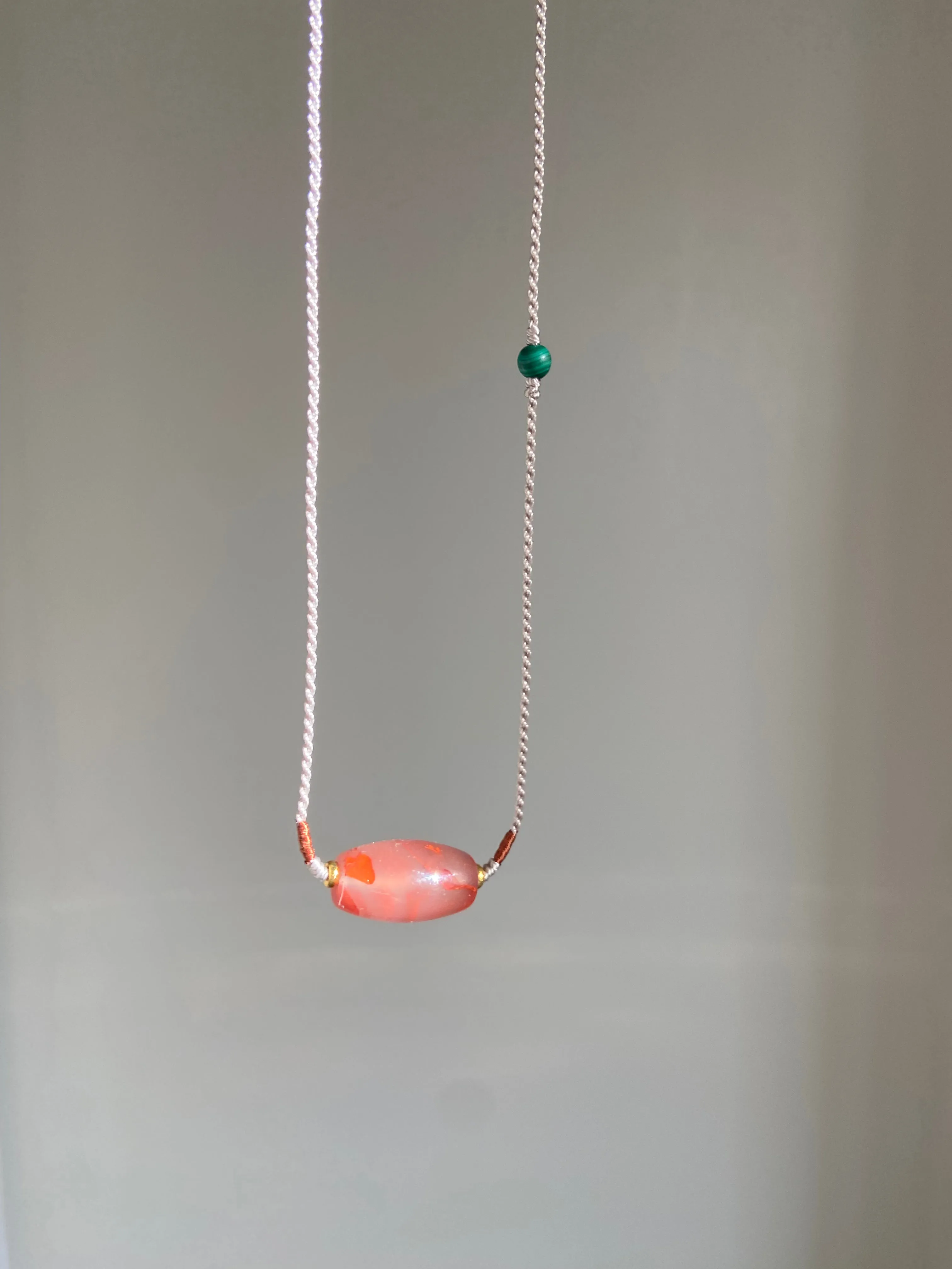 Nanhong Carnelian Pendant Necklace with Turquoise, Lucky Beads