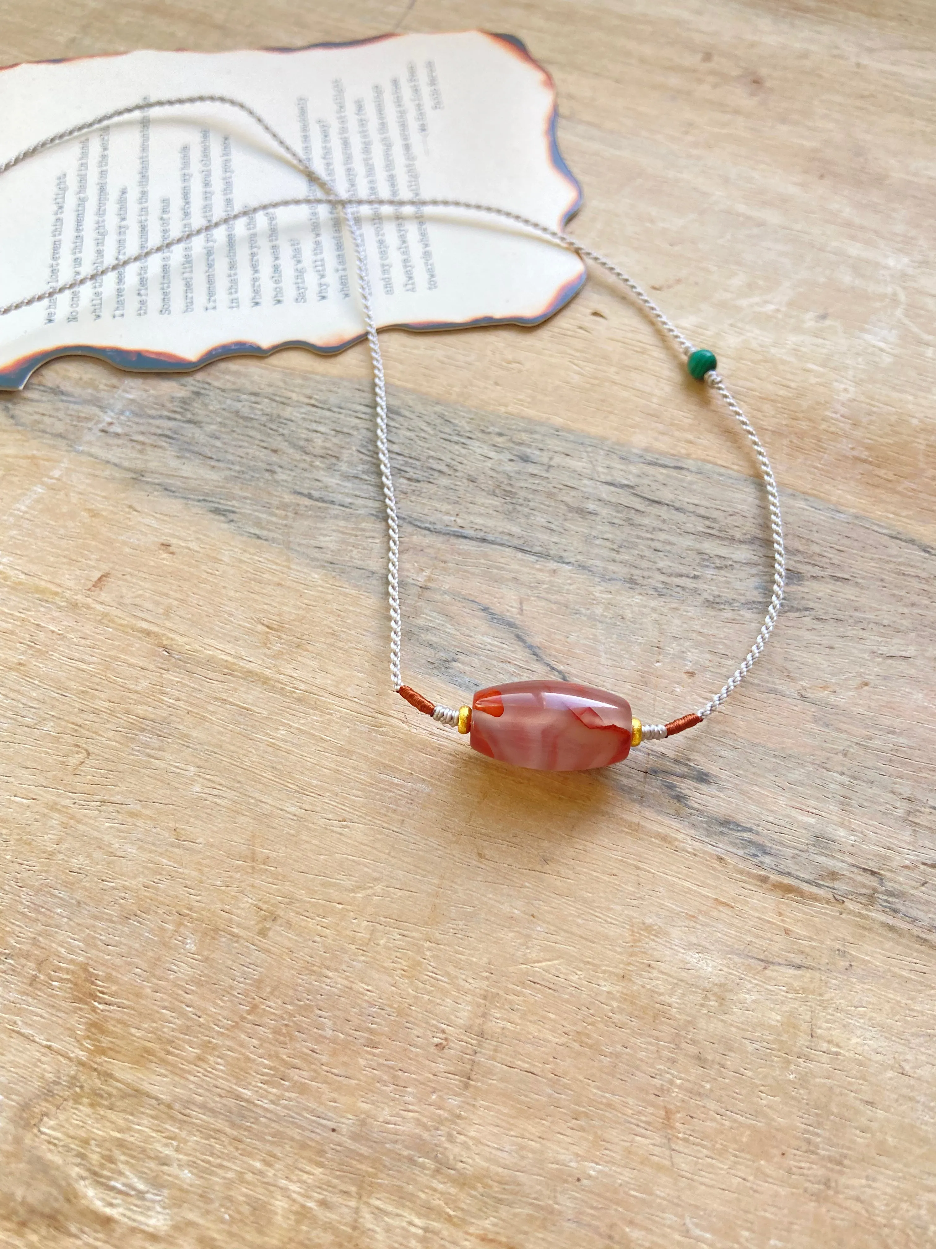 Nanhong Carnelian Pendant Necklace with Turquoise, Lucky Beads