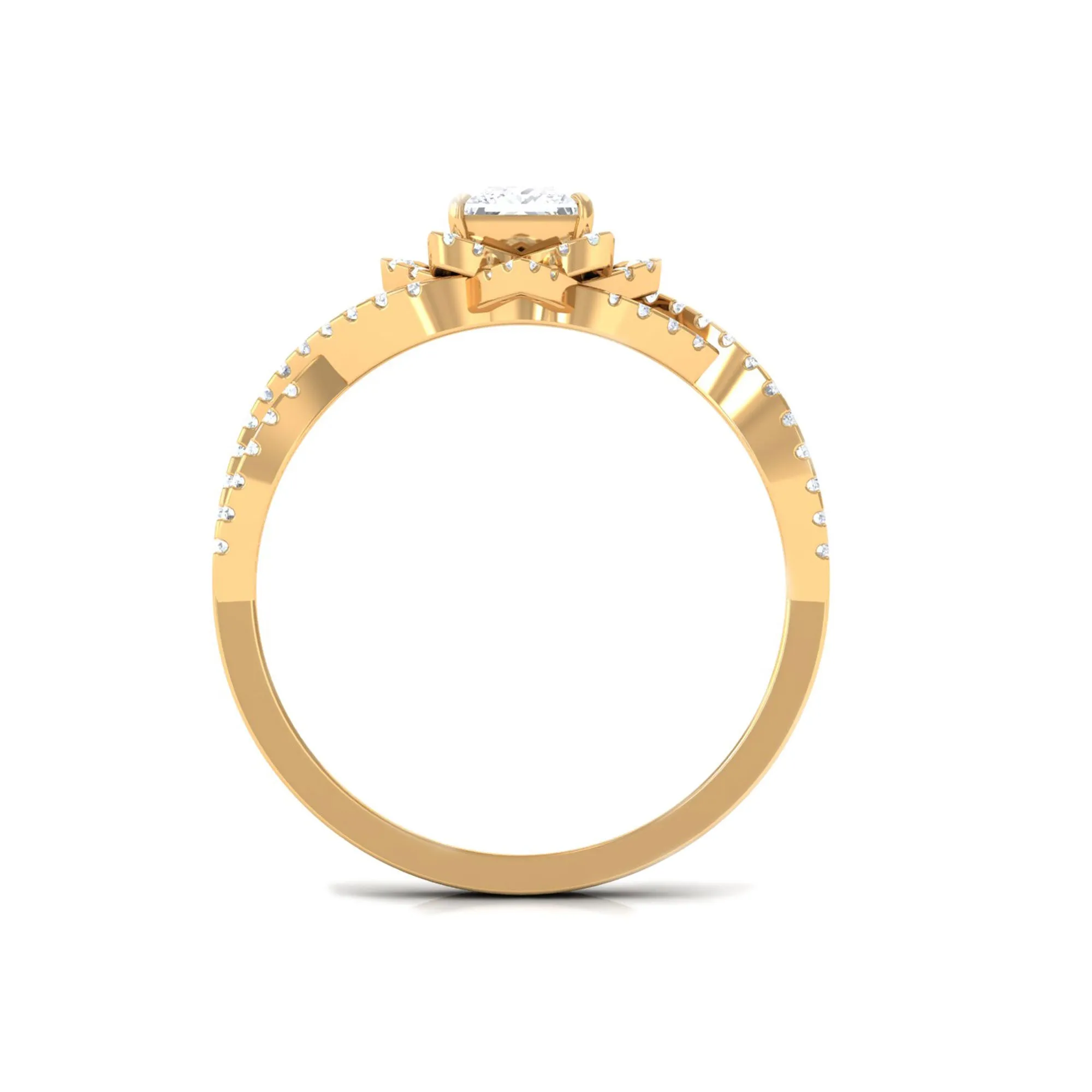 Natural Diamond Flower Crossover Engagement Ring