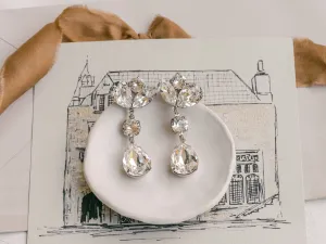 Nora - Silver Swarovski Statement Long Bridal Drop Earrings