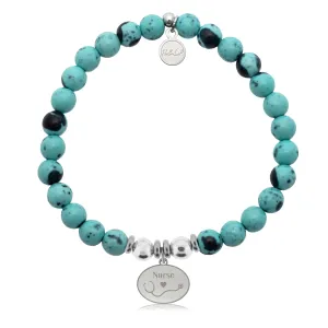 Nurse Charm with Blue Zebra Jade Charity Bracelet