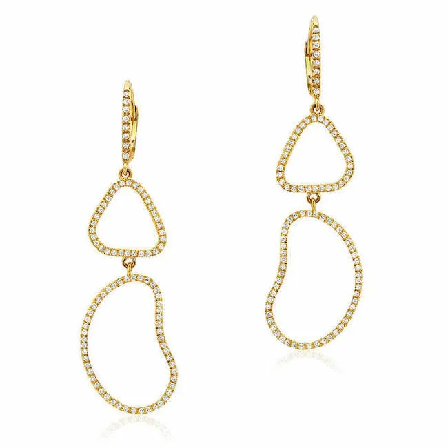 Organic Shape Double Drop Earrings
